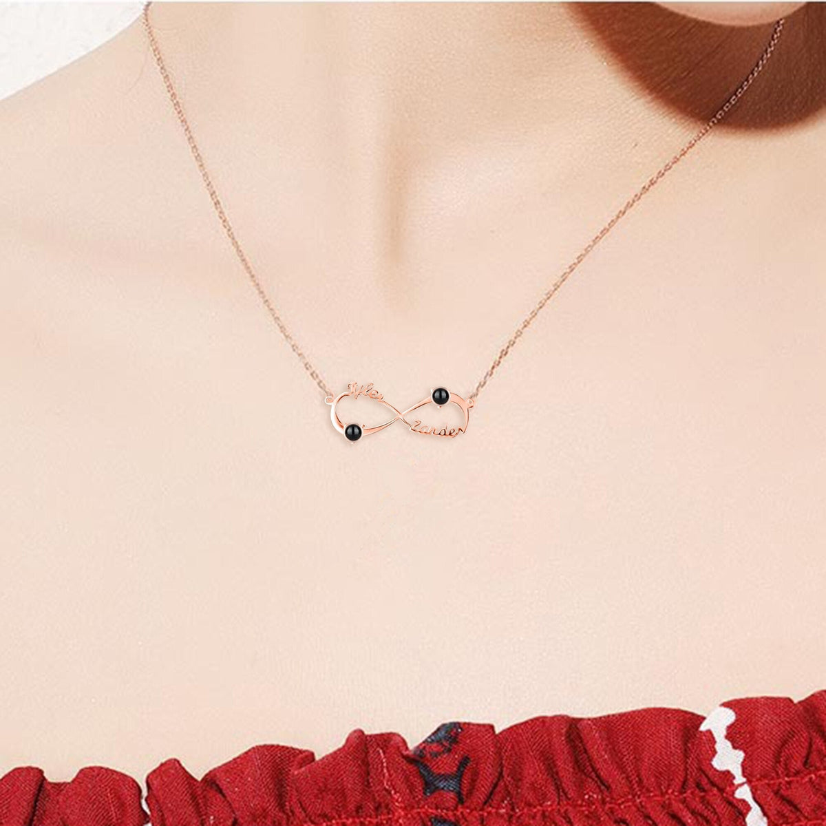Personalized Infinity Symbol Projection Necklace For Women Customize Name Photo Pendant - MERGE.DAY.1.FREESTYLE