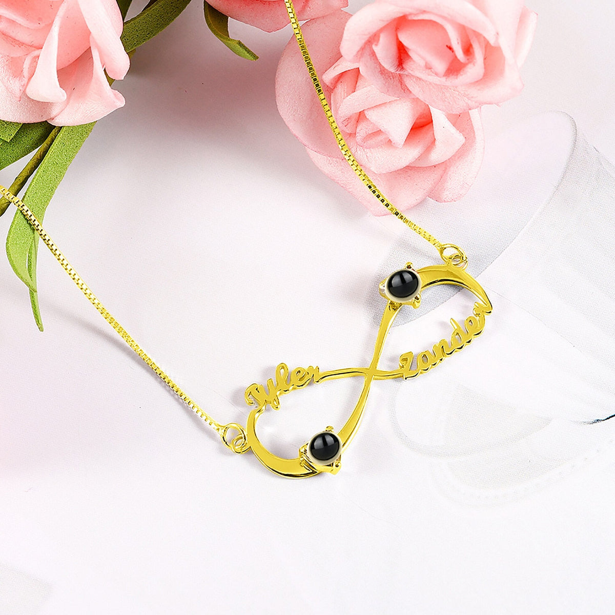 Personalized Infinity Symbol Projection Necklace For Women Customize Name Photo Pendant - MERGE.DAY.1.FREESTYLE