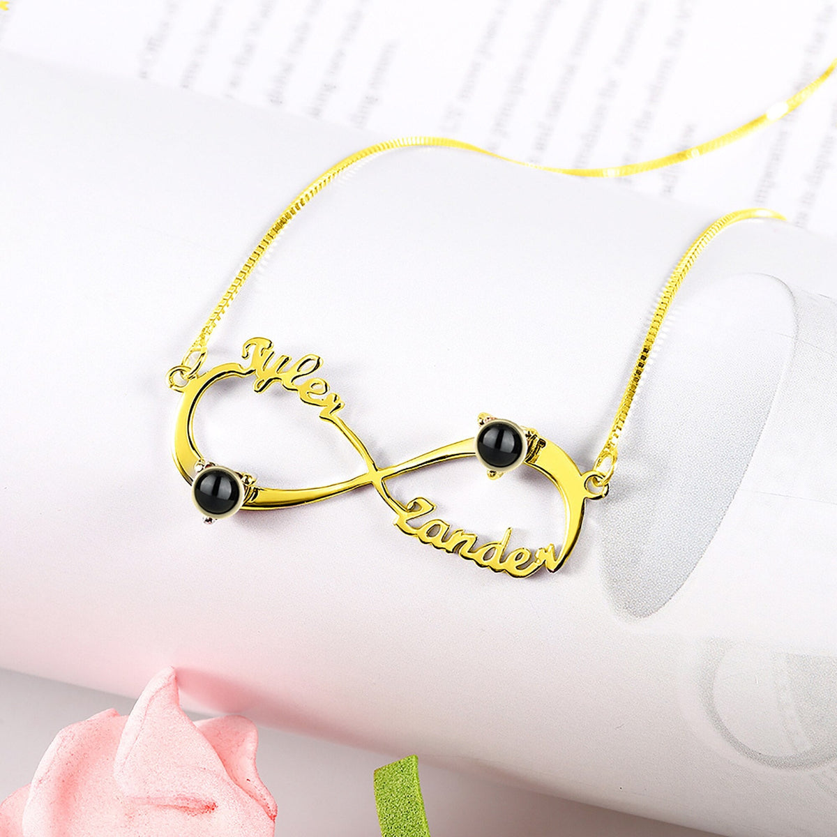 Personalized Infinity Symbol Projection Necklace For Women Customize Name Photo Pendant - MERGE.DAY.1.FREESTYLE