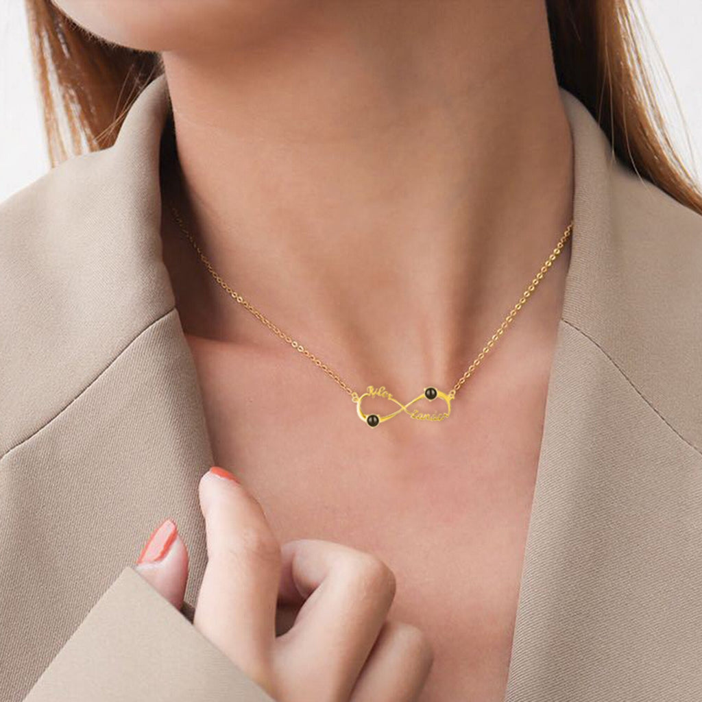 Personalized Infinity Symbol Projection Necklace For Women Customize Name Photo Pendant - MERGE.DAY.1.FREESTYLE