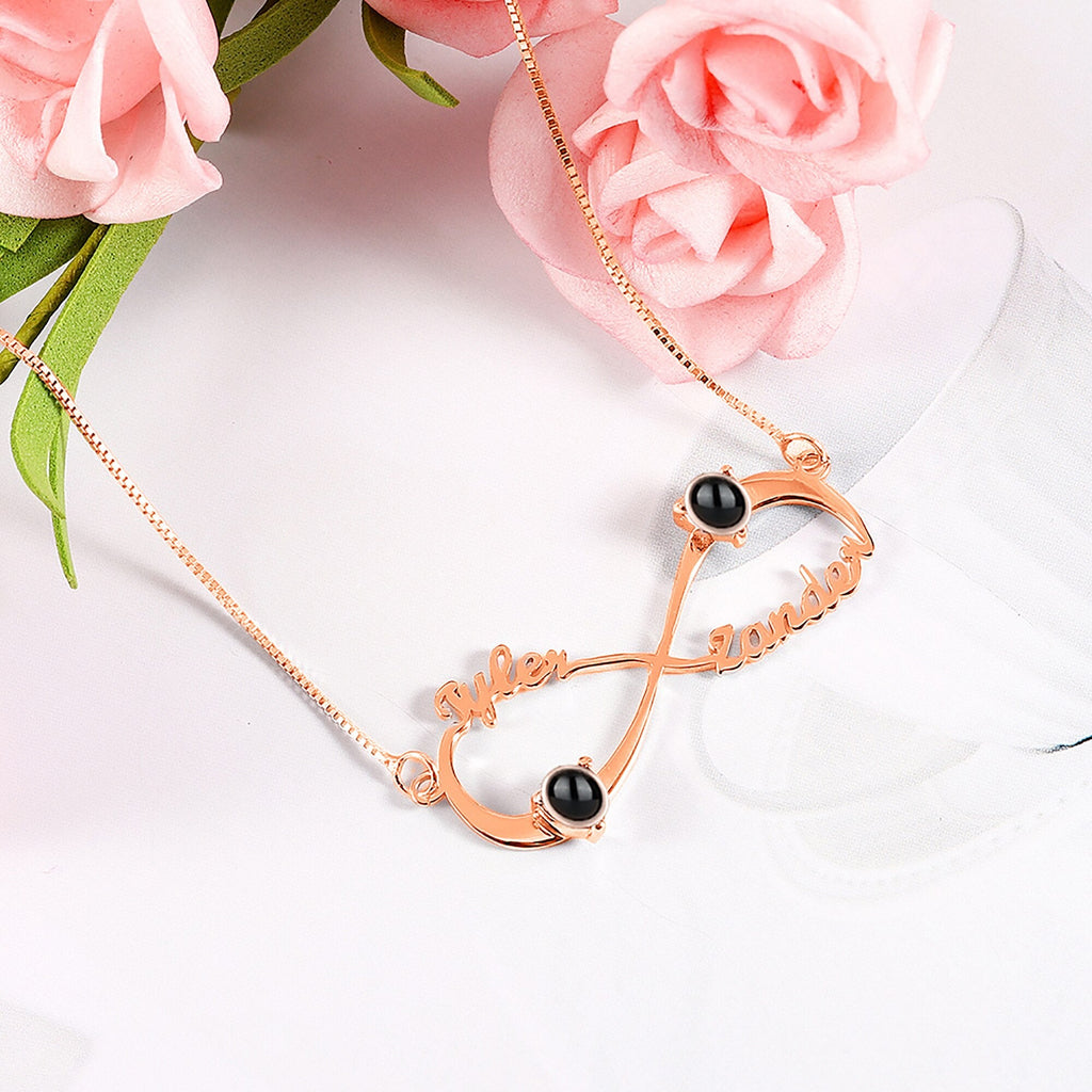 Personalized Infinity Symbol Projection Necklace For Women Customize Name Photo Pendant - MERGE.DAY.1.FREESTYLE