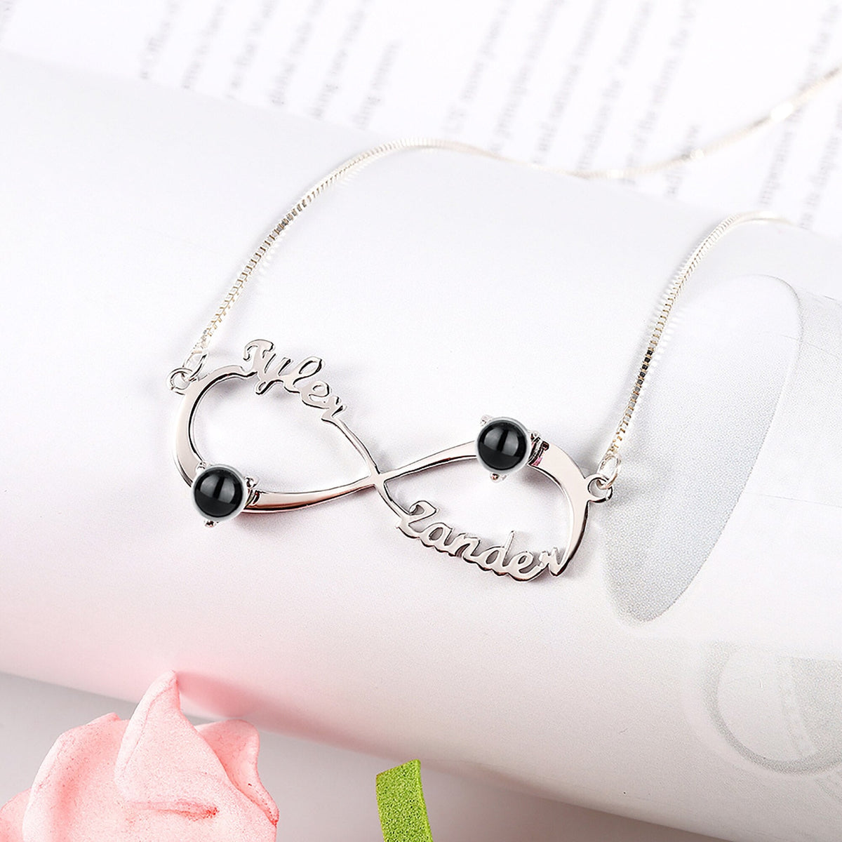 Personalized Infinity Symbol Projection Necklace For Women Customize Name Photo Pendant - MERGE.DAY.1.FREESTYLE