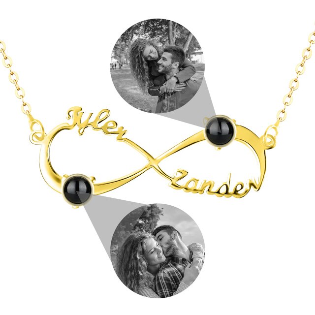 Personalized Infinity Symbol Projection Necklace For Women Customize Name Photo Pendant - MERGE.DAY.1.FREESTYLE