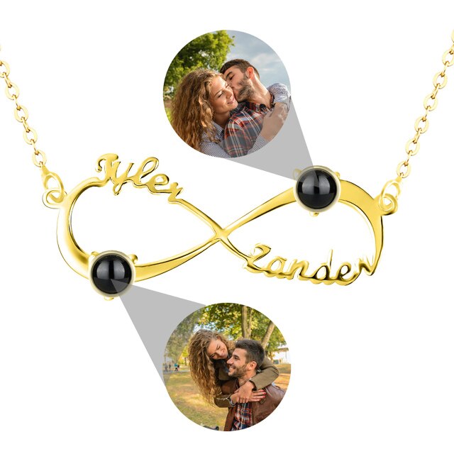 Personalized Infinity Symbol Projection Necklace For Women Customize Name Photo Pendant - MERGE.DAY.1.FREESTYLE