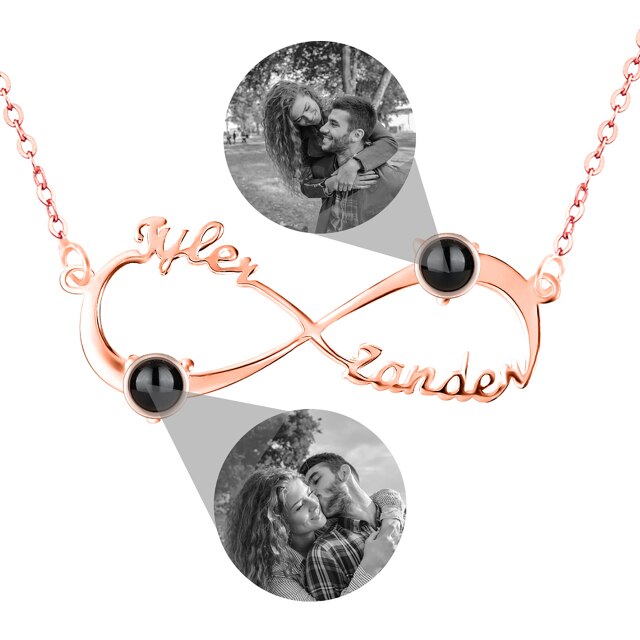 Personalized Infinity Symbol Projection Necklace For Women Customize Name Photo Pendant - MERGE.DAY.1.FREESTYLE