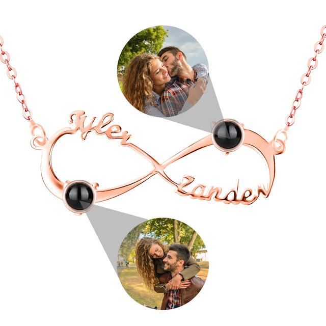 Personalized Infinity Symbol Projection Necklace For Women Customize Name Photo Pendant - MERGE.DAY.1.FREESTYLE