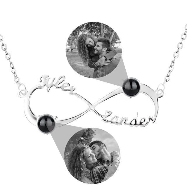 Personalized Infinity Symbol Projection Necklace For Women Customize Name Photo Pendant - MERGE.DAY.1.FREESTYLE