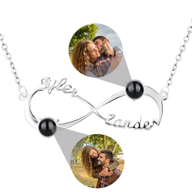 Personalized Infinity Symbol Projection Necklace For Women Customize Name Photo Pendant - MERGE.DAY.1.FREESTYLE