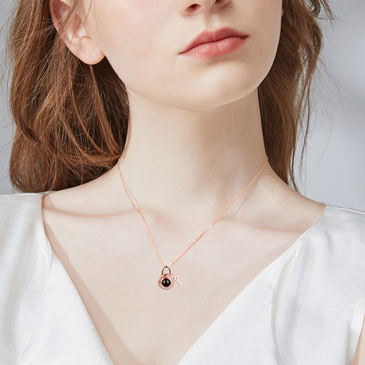 Personalized Photo Name Projection Lock Key Couple Necklace New Custom Pendant Necklaces - MERGE.DAY.1.FREESTYLE