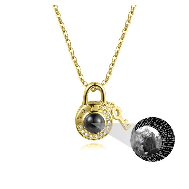 Personalized Photo Name Projection Lock Key Couple Necklace New Custom Pendant Necklaces - MERGE.DAY.1.FREESTYLE