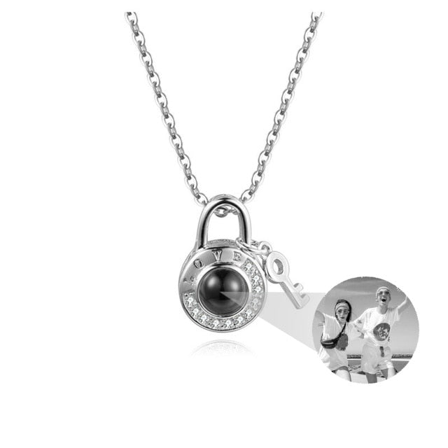 Personalized Photo Name Projection Lock Key Couple Necklace New Custom Pendant Necklaces - MERGE.DAY.1.FREESTYLE