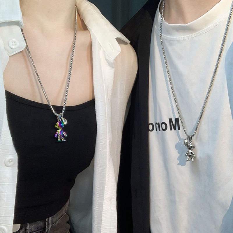 2pc/set Magnet Attracts Couple Necklace Spaceman Charm Jewelry Lover Distance Gift - MERGE.DAY.1.FREESTYLE