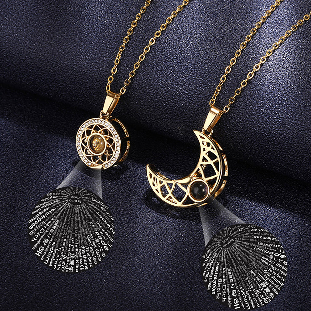 2pcs Personalized Sun Moon Couple Necklace Customized Photo Projection Pendant - MERGE.DAY.1.FREESTYLE