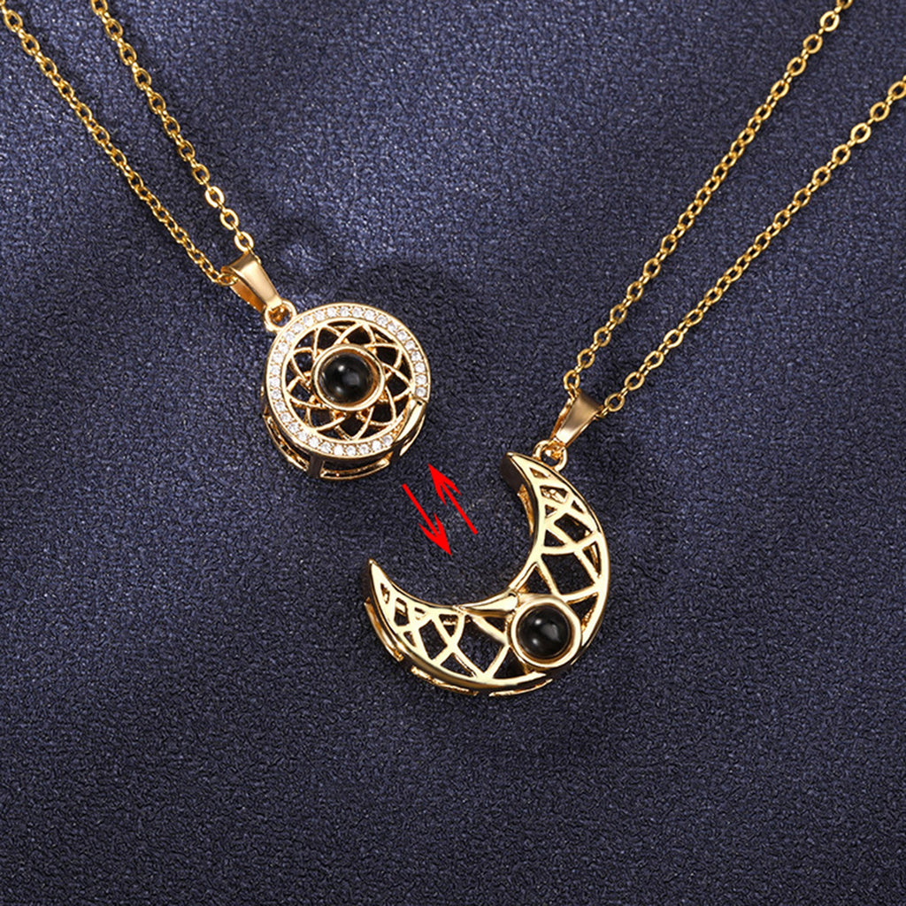 2pcs Personalized Sun Moon Couple Necklace Customized Photo Projection Pendant - MERGE.DAY.1.FREESTYLE