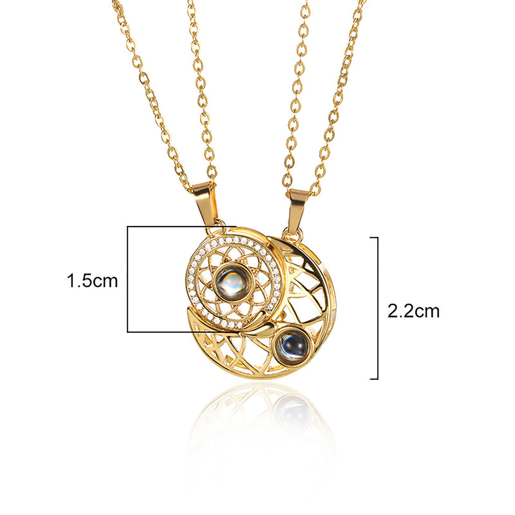 2pcs Personalized Sun Moon Couple Necklace Customized Photo Projection Pendant - MERGE.DAY.1.FREESTYLE