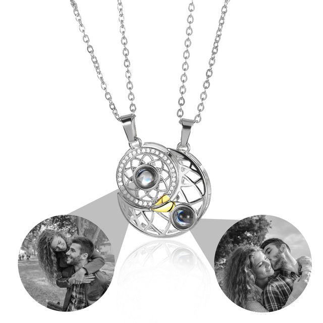 2pcs Personalized Sun Moon Couple Necklace Customized Photo Projection Pendant - MERGE.DAY.1.FREESTYLE