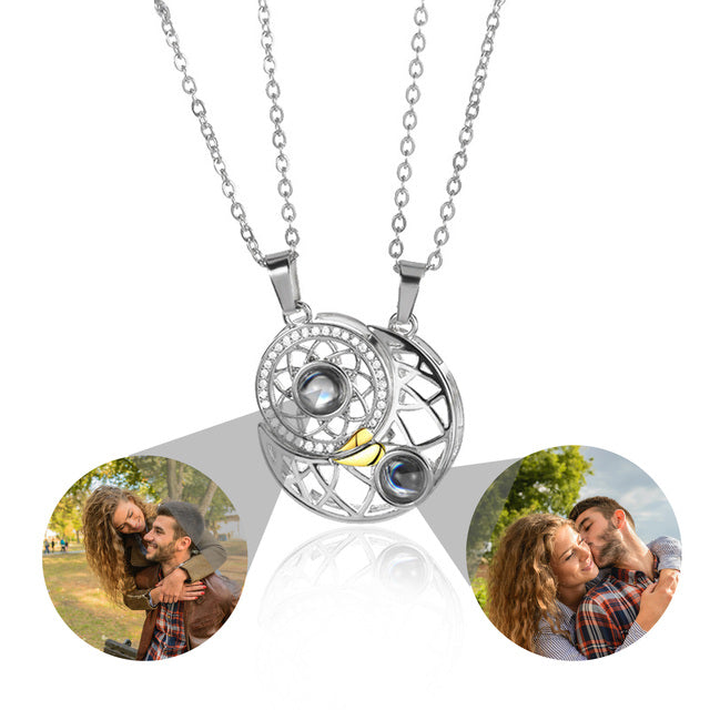 2pcs Personalized Sun Moon Couple Necklace Customized Photo Projection Pendant - MERGE.DAY.1.FREESTYLE