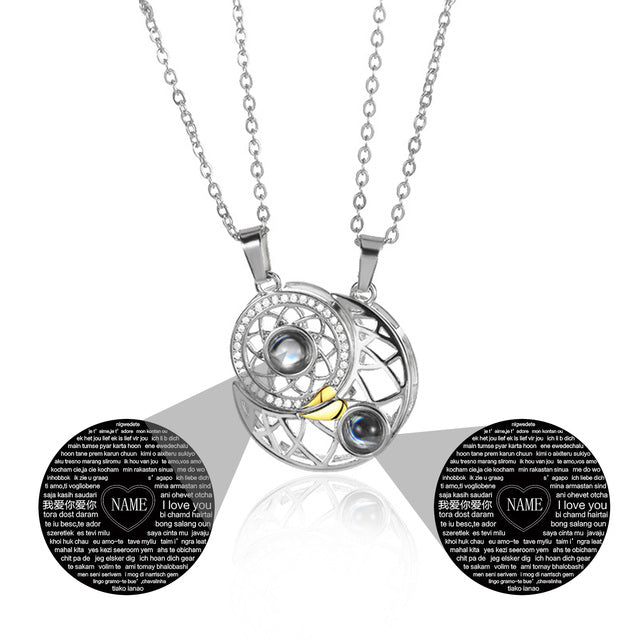 2pcs Personalized Sun Moon Couple Necklace Customized Photo Projection Pendant - MERGE.DAY.1.FREESTYLE
