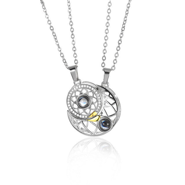 2pcs Personalized Sun Moon Couple Necklace Customized Photo Projection Pendant - MERGE.DAY.1.FREESTYLE