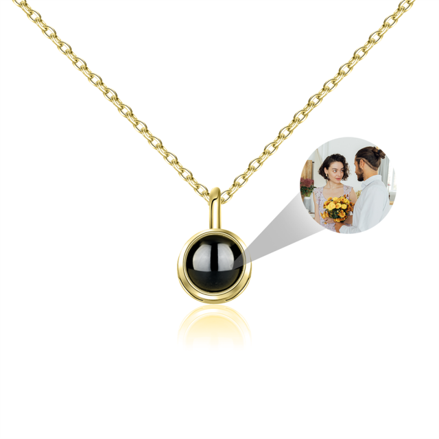 Personalized Color Photo Projection Necklace Basic Style Round Pendant Simple Custom Necklaces - MERGE.DAY.1.FREESTYLE