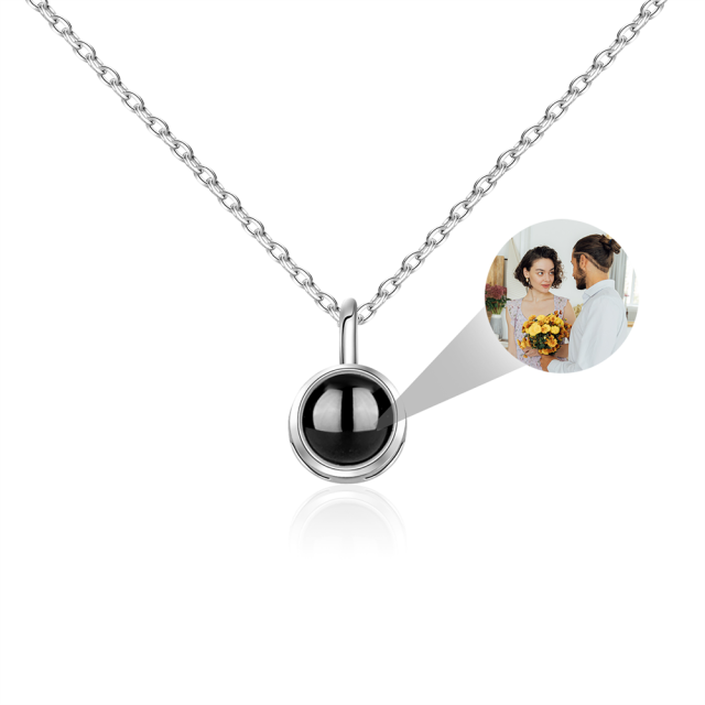 Personalized Color Photo Projection Necklace Basic Style Round Pendant Simple Custom Necklaces - MERGE.DAY.1.FREESTYLE