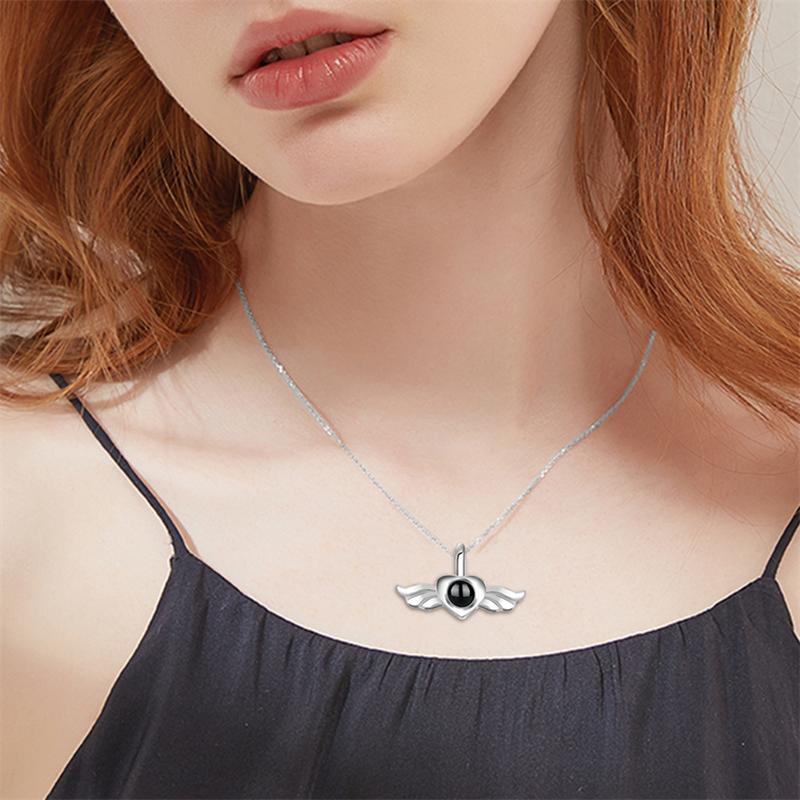 Personalized Heart Wing Projection Pendant Custom Photo Necklace - MERGE.DAY.1.FREESTYLE