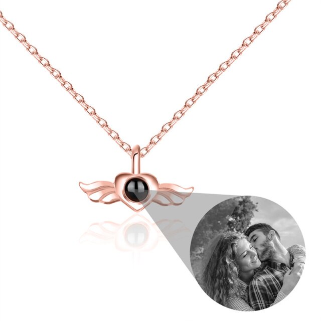 Personalized Heart Wing Projection Pendant Custom Photo Necklace - MERGE.DAY.1.FREESTYLE