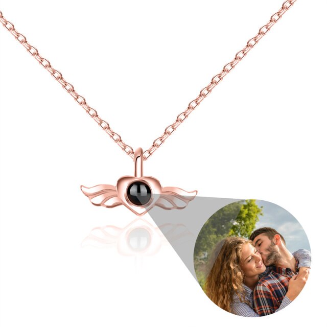 Personalized Heart Wing Projection Pendant Custom Photo Necklace - MERGE.DAY.1.FREESTYLE