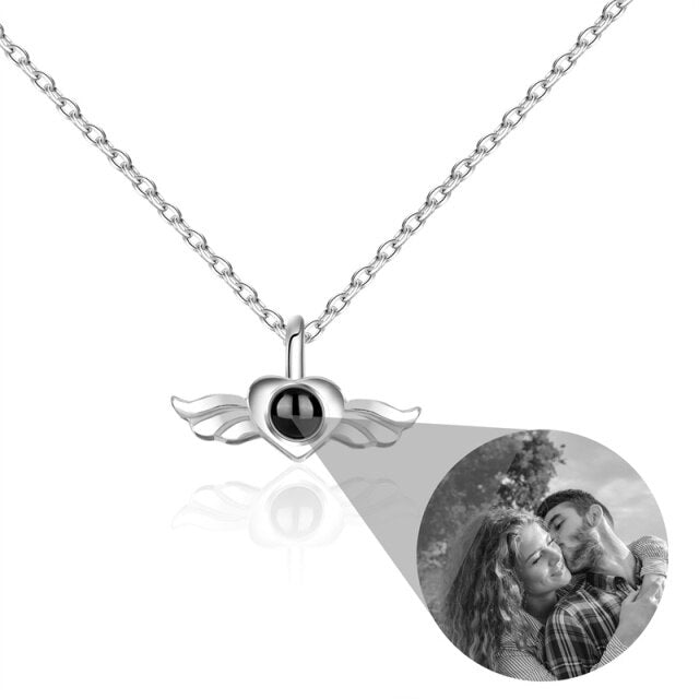Personalized Heart Wing Projection Pendant Custom Photo Necklace - MERGE.DAY.1.FREESTYLE