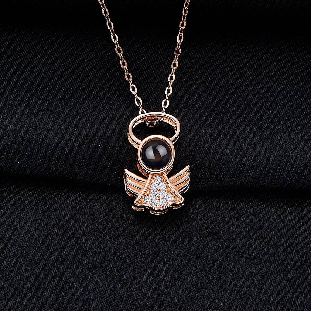 Personalized Angel Necklace With Wings Custom Projection Name Photo Pendant Necklaces - MERGE.DAY.1.FREESTYLE