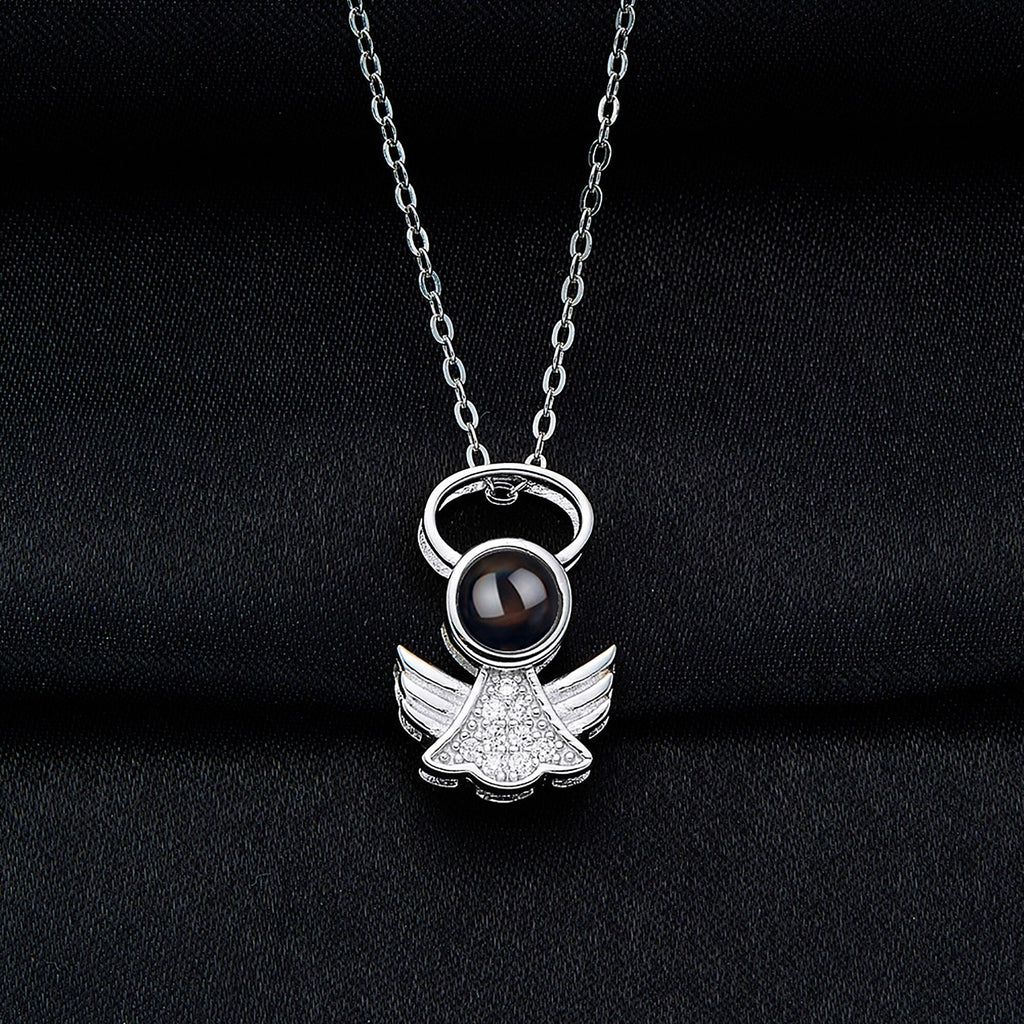 Personalized Angel Necklace With Wings Custom Projection Name Photo Pendant Necklaces - MERGE.DAY.1.FREESTYLE