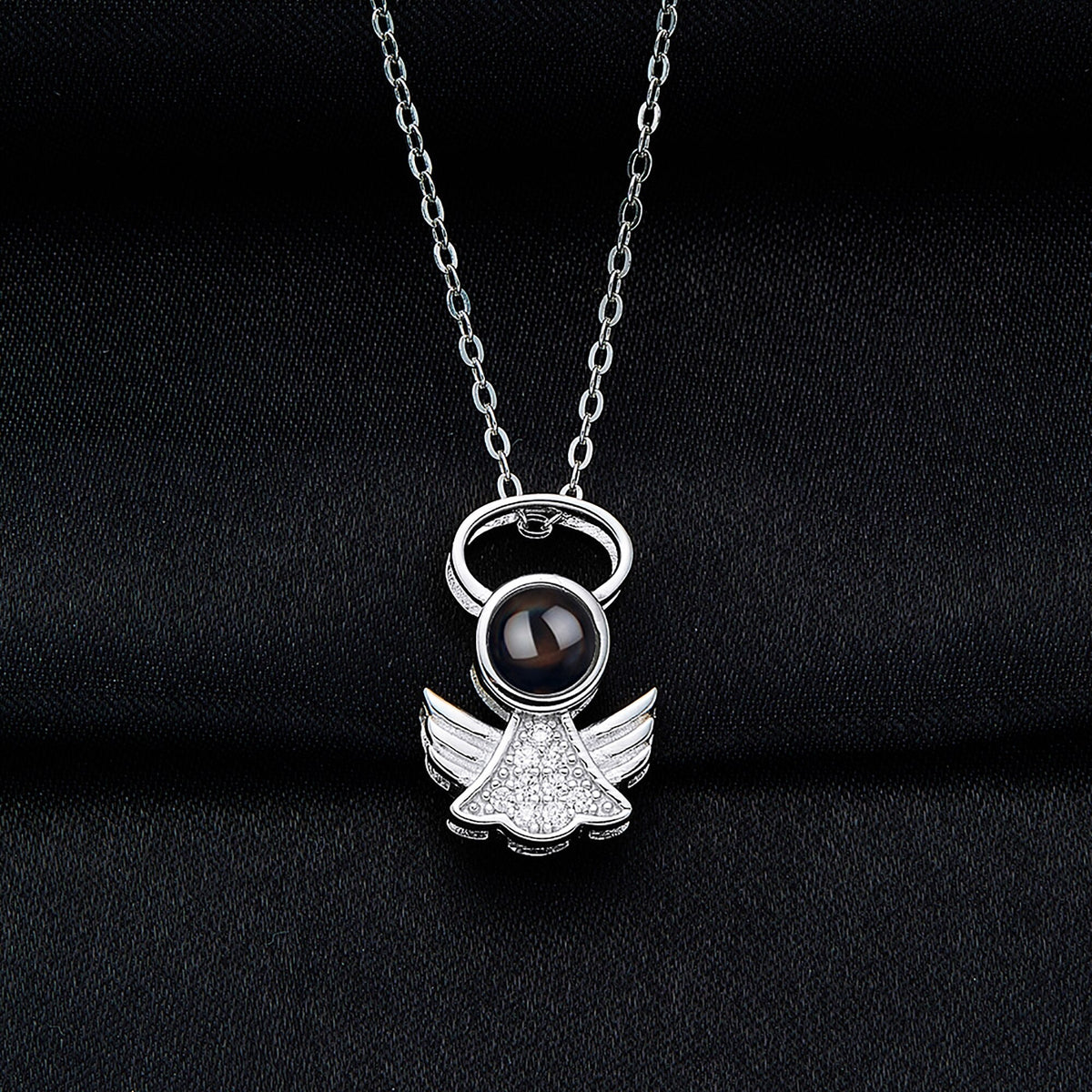 Personalized Angel Necklace With Wings Custom Projection Name Photo Pendant Necklaces - MERGE.DAY.1.FREESTYLE