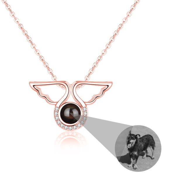 Custom Angel Wing Round Projection Necklace Personalized Photo Projection Name Necklaces - MERGE.DAY.1.FREESTYLE