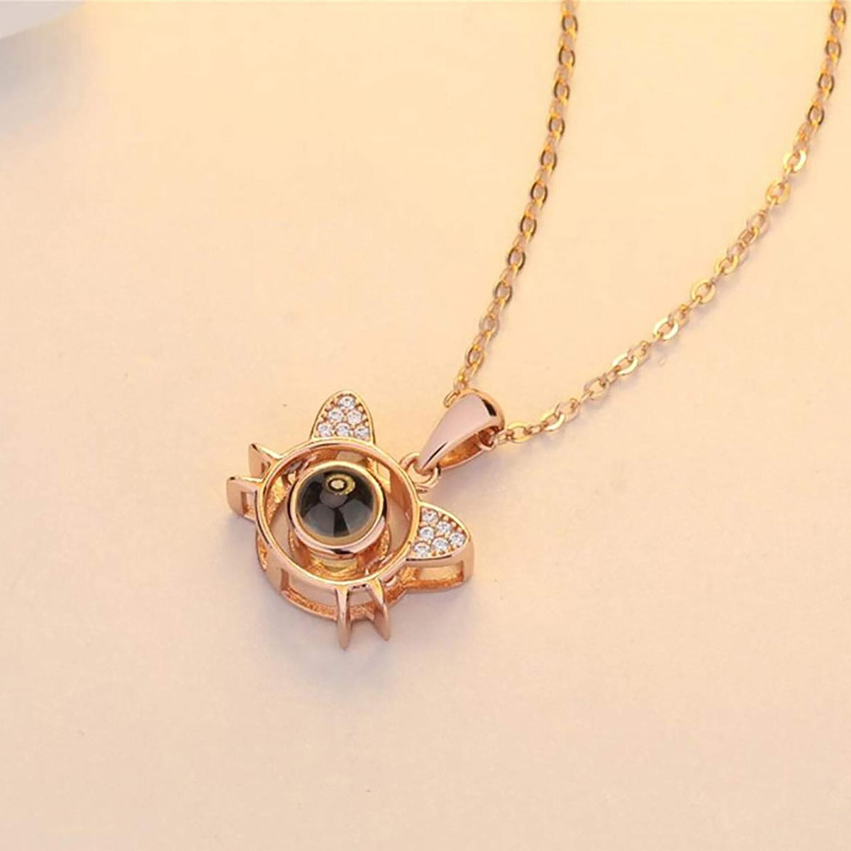 Cute Cat Shaped Projection Pendant Personalized Custom Photo Name Necklace - MERGE.DAY.1.FREESTYLE
