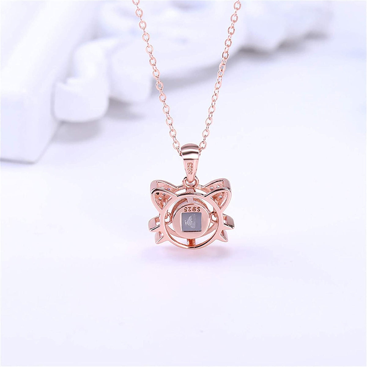 Cute Cat Shaped Projection Pendant Personalized Custom Photo Name Necklace - MERGE.DAY.1.FREESTYLE