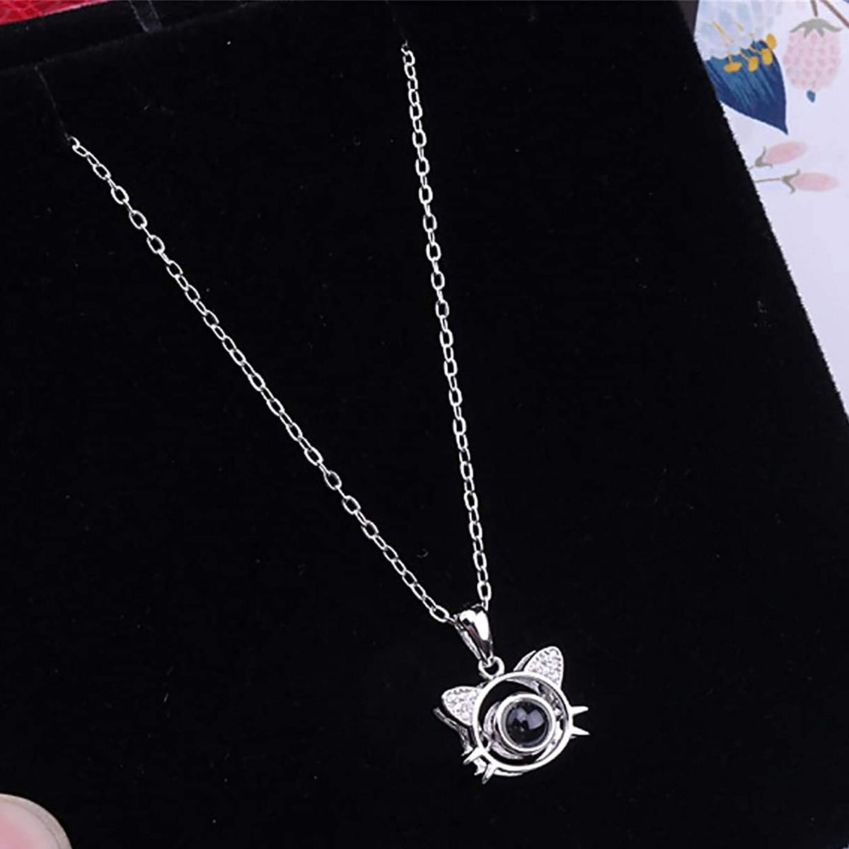 Cute Cat Shaped Projection Pendant Personalized Custom Photo Name Necklace - MERGE.DAY.1.FREESTYLE