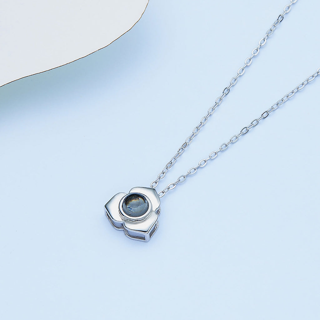 Personalized Photo Name Projection Necklaces Customized Flower Petals Pendant Silver Necklace - MERGE.DAY.1.FREESTYLE