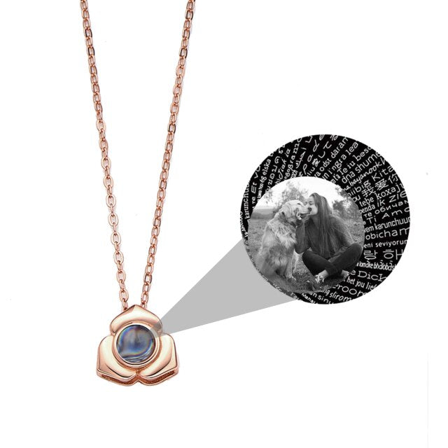 Personalized Photo Name Projection Necklaces Customized Flower Petals Pendant Silver Necklace - MERGE.DAY.1.FREESTYLE