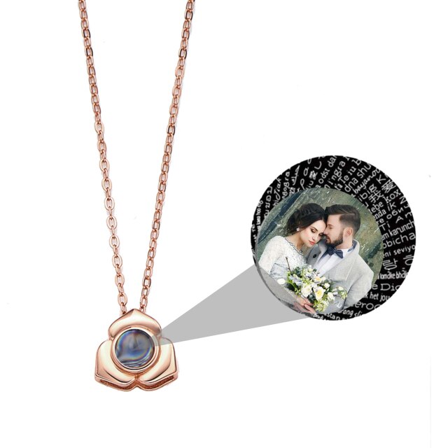 Personalized Photo Name Projection Necklaces Customized Flower Petals Pendant Silver Necklace - MERGE.DAY.1.FREESTYLE