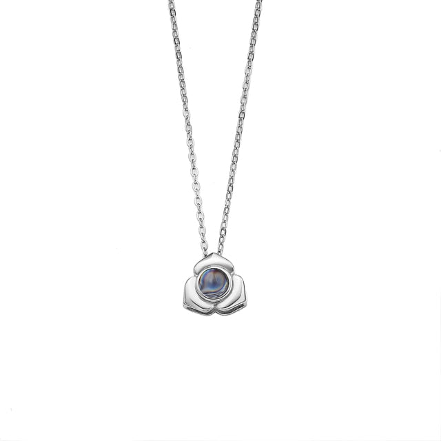 Personalized Photo Name Projection Necklaces Customized Flower Petals Pendant Silver Necklace - MERGE.DAY.1.FREESTYLE