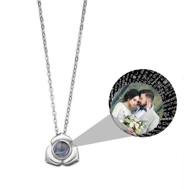 Personalized Photo Name Projection Necklaces Customized Flower Petals Pendant Silver Necklace - MERGE.DAY.1.FREESTYLE