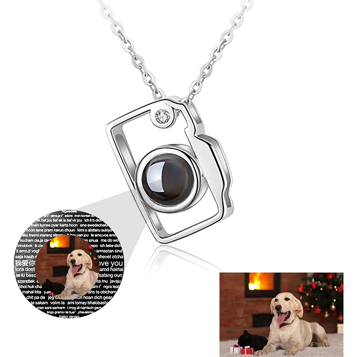 Personalized Classic Camera Shaped Projection Necklace Customized Photo Name Pendant - MERGE.DAY.1.FREESTYLE
