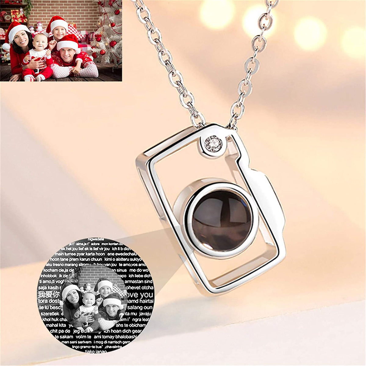 Personalized Classic Camera Shaped Projection Necklace Customized Photo Name Pendant - MERGE.DAY.1.FREESTYLE