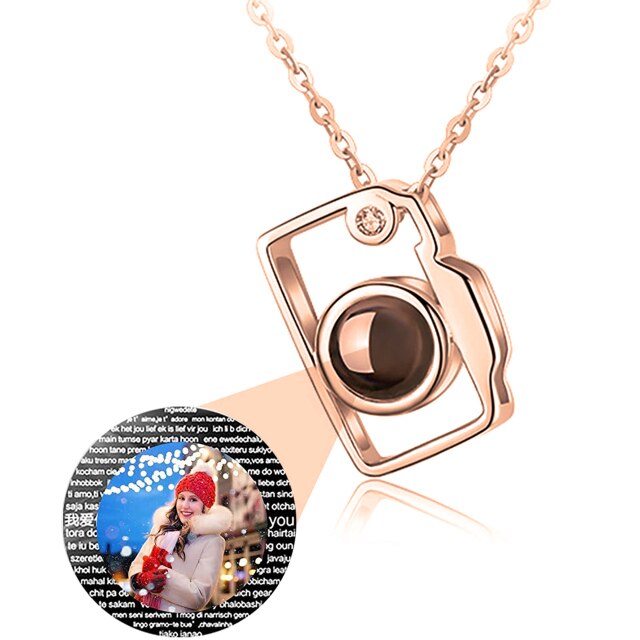 Personalized Classic Camera Shaped Projection Necklace Customized Photo Name Pendant - MERGE.DAY.1.FREESTYLE