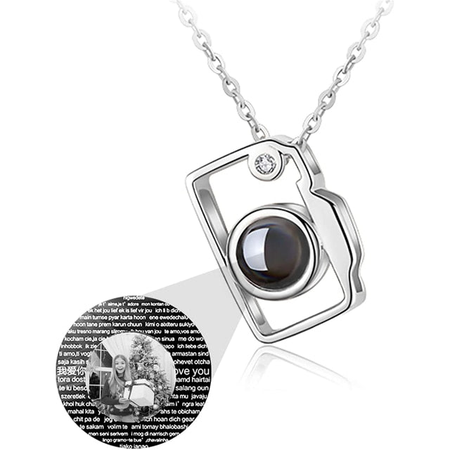 Personalized Classic Camera Shaped Projection Necklace Customized Photo Name Pendant - MERGE.DAY.1.FREESTYLE