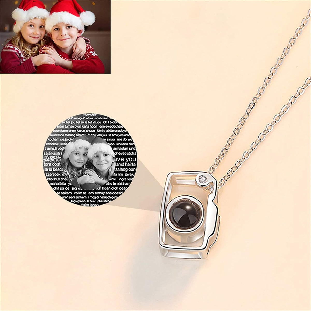 Personalized Classic Camera Shaped Projection Necklace Customized Photo Name Pendant - MERGE.DAY.1.FREESTYLE