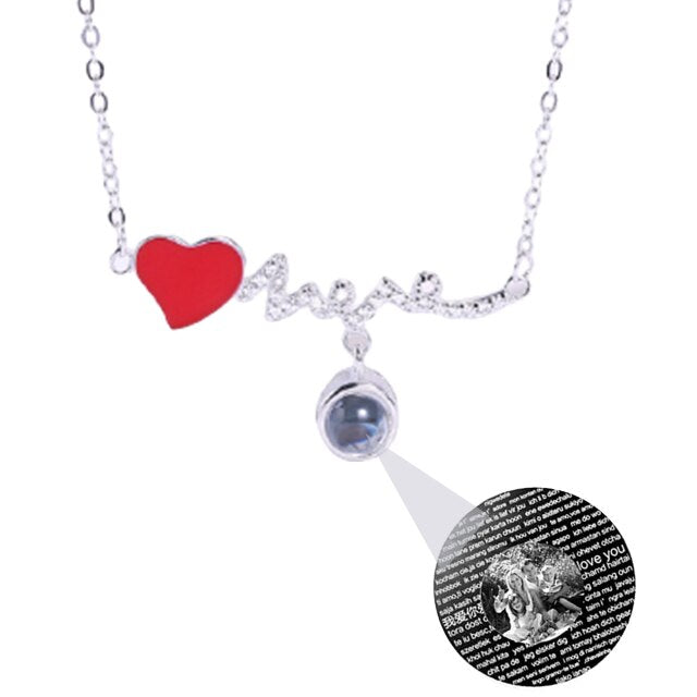 Customized Photo Name Red Heartbeat Necklace Personalized Crystal Projection Pendant - MERGE.DAY.1.FREESTYLE