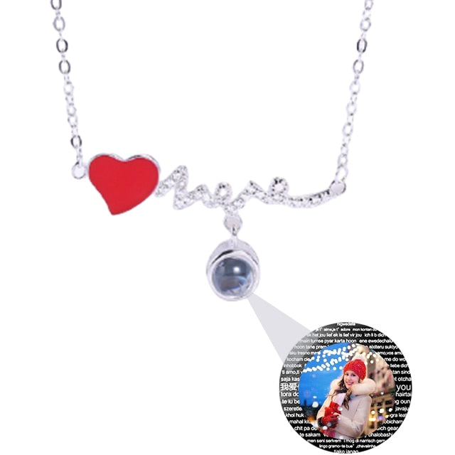 Customized Photo Name Red Heartbeat Necklace Personalized Crystal Projection Pendant - MERGE.DAY.1.FREESTYLE
