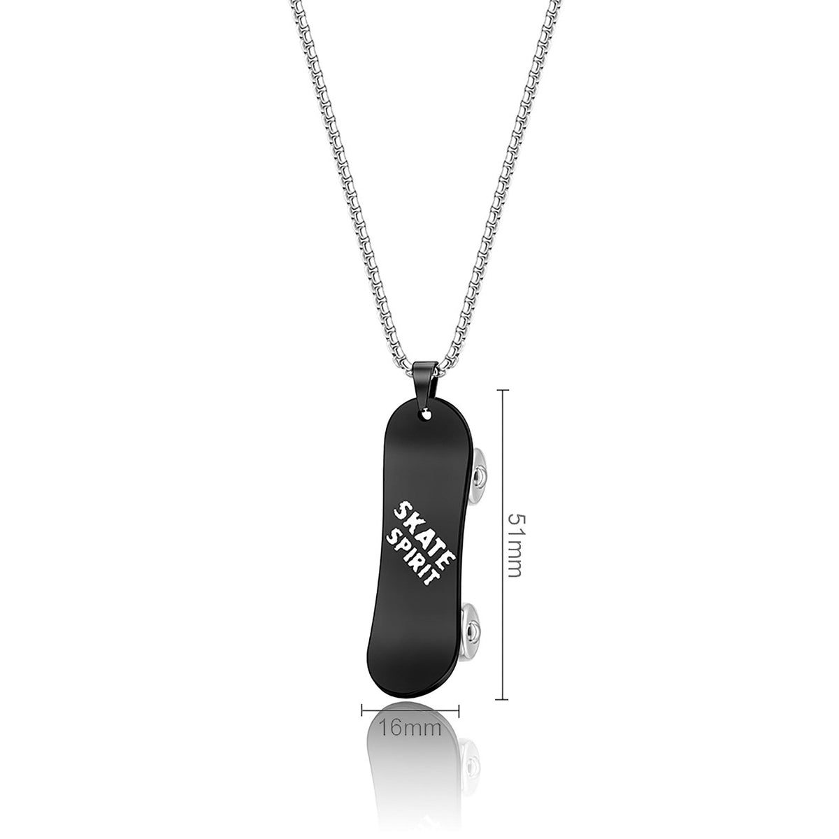 Personalized Stainless Steel Skateboard Pendant Custom Text Necklace - MERGE.DAY.1.FREESTYLE