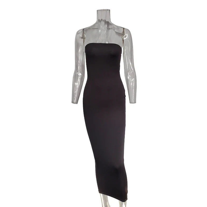 summer women's sexy sleeveless chest wrapped Long Beach Dress - MERGE.DAY.1.FREESTYLE